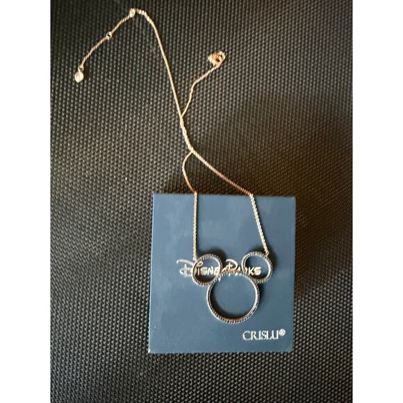 Crislu Disney Parks Mickey  Black Crystal Rose Gold Colored Chain See Notes - Picture 1 of 4